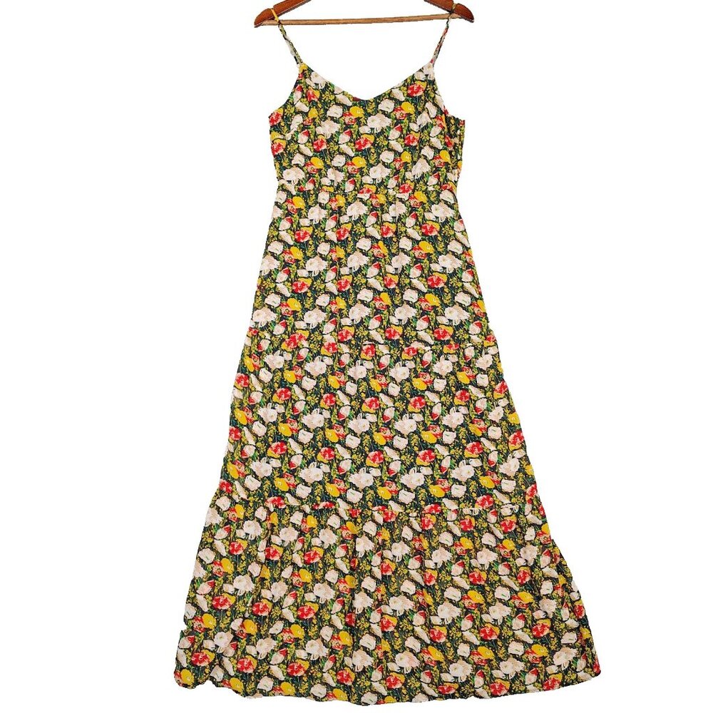 J.Crew Mercantile Maxi Dress Womens 8 Multicolor Sweet Pea Floral Tiered Cottage